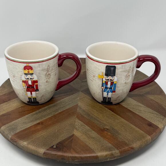 World Market Nutcracker Mugs Set Of 2 Christmas Holiday Kitchen Home Coffee Mugs - Picture 1 of 11
